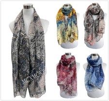 NEW Fashion Ladies Women Multi Grey Mix  Colour Tone Colour Print Scarf