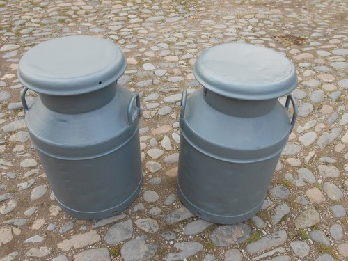 Pair antique rustic milk - antique,