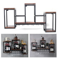Wall Mounted Metal Bar Wine Rack Restaurant Bottle Storage Display Holder Shelf