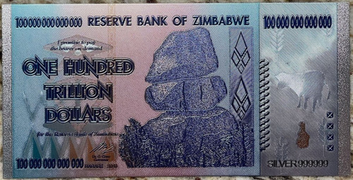 Zimbabwe 100 trillion dollar - $100,