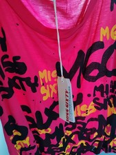 Miss Sixty Fushia Pink Graffiti Top UK 10 New with Tags Y2K