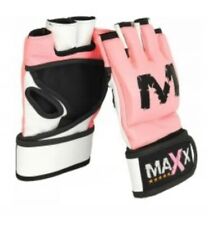 Maxx Leather Gel Tech MMA UFC Grappling Gloves In Pink Size Large 