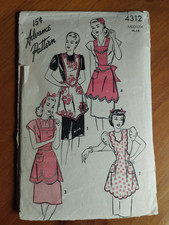 vintage 1940s Advance Pattern 4312 bib aprons 34" /36" bust