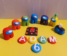 AMONG  US (STYLE) HANDMADE EDIBLE CAKE TOPPER SET (7 FIGURES+)