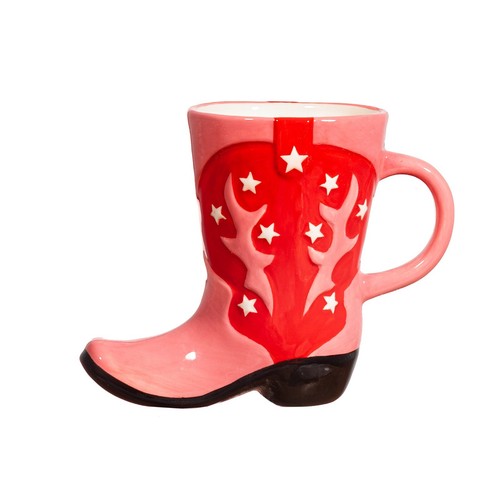 Cowboy boot shaped mug pink - shaped,