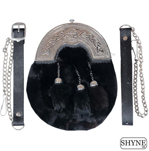 Black rabbit fur full - black, dress