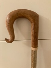 Lovely MAPLE WOOD CROOK HANDLE  on Hazel ,Walking and hiking  stick.with acorn.