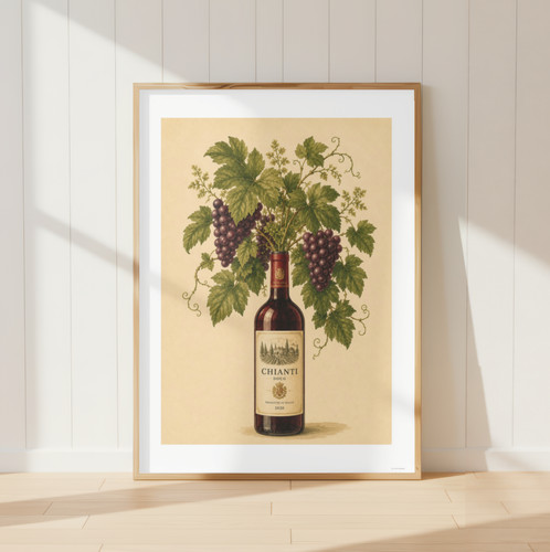 Chianti wine bottle botanical - bottle,