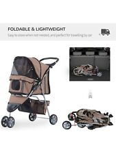 PawHut Dog Stroller Pushchair Oxford Cloth 3-Wheel Pram Suitable for Small Pets