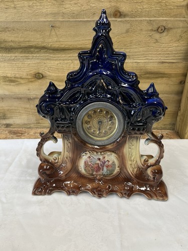 Antique mantle clock porcelain - antique,