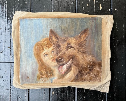 Antique french oil painting - antique,