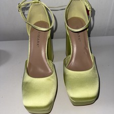 Lime Satin Ankle Strap Block Heel Party Shoes With Platform UK Size 5 EU 38.
