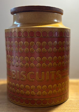 Vintage Hornsea Saffron Biscuit Canister with Wooded Lid