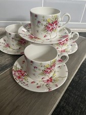 4X CATH KIDSTON QUEEN'S SUMMER BLOSSOM PINK  TEA CUP CUPS & SAUCER SAUCERS