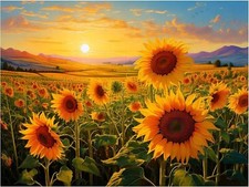 Tile Mural Sunflower Field