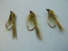 3 x OLIVE NYMPH TROUT FLIES