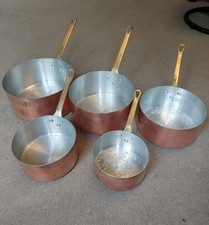 Vintage French Set Of 5 Copper