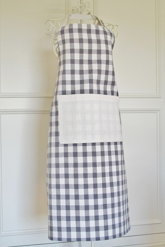 Charcoal grey linen gingham - &,