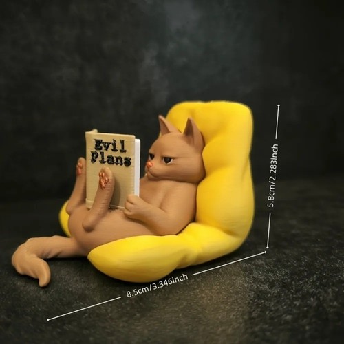 Reading cat figurine - reading,