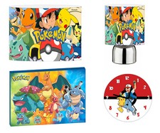 POKEMON b pikachu  - 12" Lightshade, Touch Lamp, Wall Art, Wall Clock or Bundle