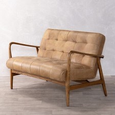 TAN LEATHER SOFA MID CENTURY