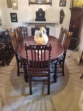 Antique oak extending dining