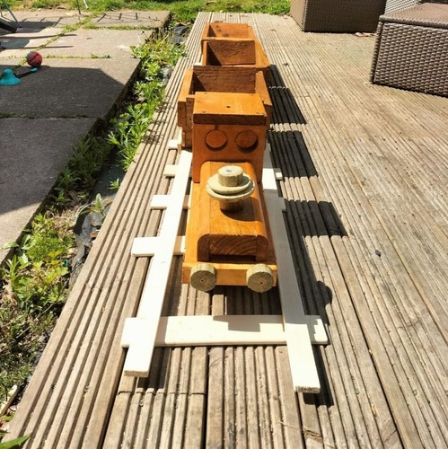 Wooden train garden planter - wooden,