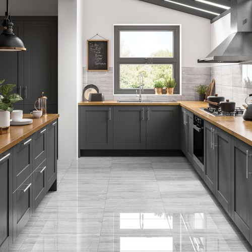 Light grey porcelain tiles - grey,