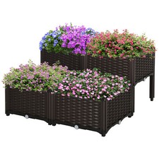 40cm x 40cm x 44cm Set of 4 26L Garden Raised Bed Elevated Patio Flower Plant...