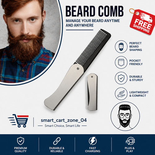 Folding pocket beard combs - folding,