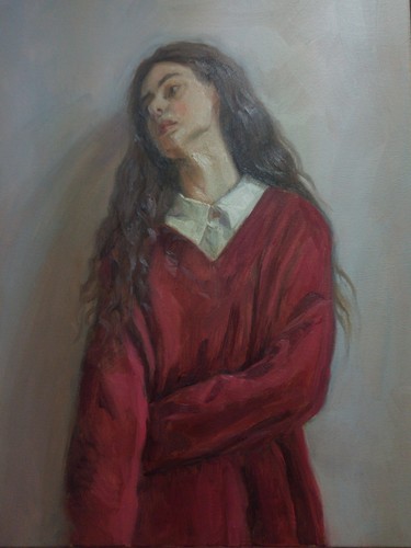 Girl red sweater - in,