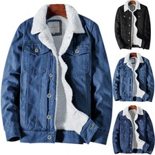Men Denim Jacket Fleece Lined