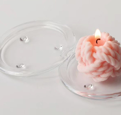 Clear glass candle plates - glass,