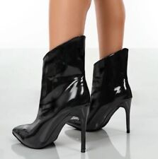 ➡️ BLACK PATENT ANKLE BOOTS SIZE 4 uk⬅️ Heel game strong 👌Womens wear pvc latex