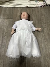 Real Lifelike Baby Doll With White Dress - 50cm Tall