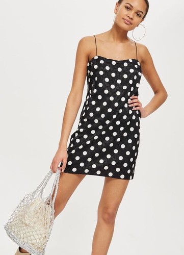 Topshop black white polka - black, &