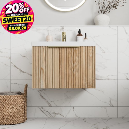 Fluted 600mm bathroom - 600mm, vanity