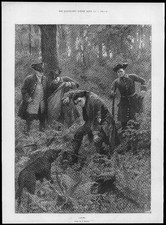1898 FINE ART Antique Print - Caught Amedee Forestier Dog Men Trap   (38)