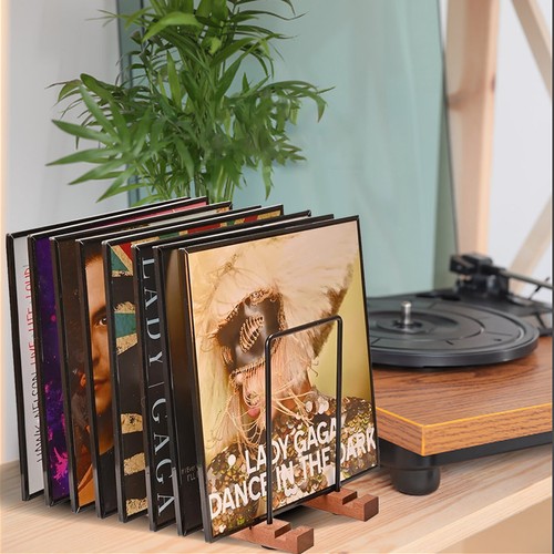 Wood vinyl record storage - record,