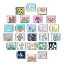 Floral Italian Charms Fits All 9mm Nomination Italian Modular Bracelets DIY