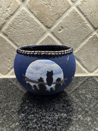 Hand painted blue white - &, owl