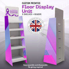 Custom Printed Cardboard 5 Shelves Floor Stand Retail Display Unit FSDU 4ft
