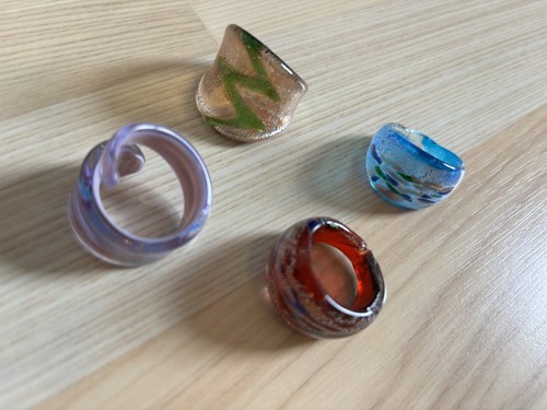 Murano type glass rings - 4, x