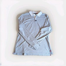 Musto Men's Ocean Outfitters Rugby Polo Shirt Grey and White, Long Sleeve, XL