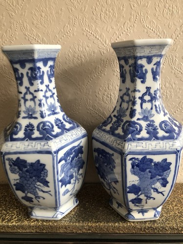 Handpainted blue white - &,