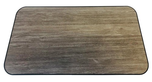 Brown oak table black trim - &,