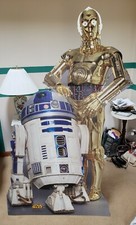 Official 2005 Star Wars C-3PO & R2D2 Life Size 7in Cardboard Cut Out 
