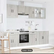 8 Piece Kitchen Cabinet Set Kalmar Grey Sonoma Engineered Wood vidaXL