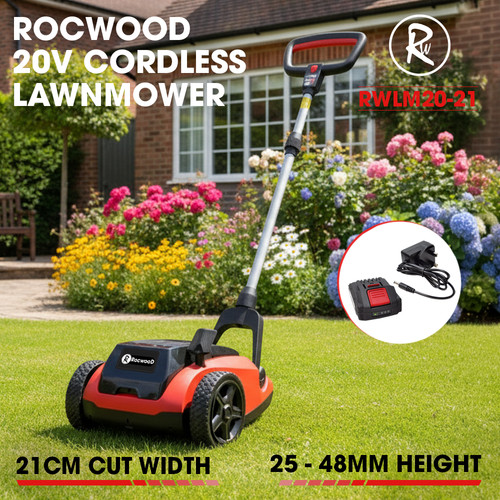 20v cordless rocwood lawnmower - 20v,