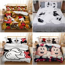 Mickey Minnie Mouse Kids Duvet Cover Bedding Set Single Double King Pillow Cases